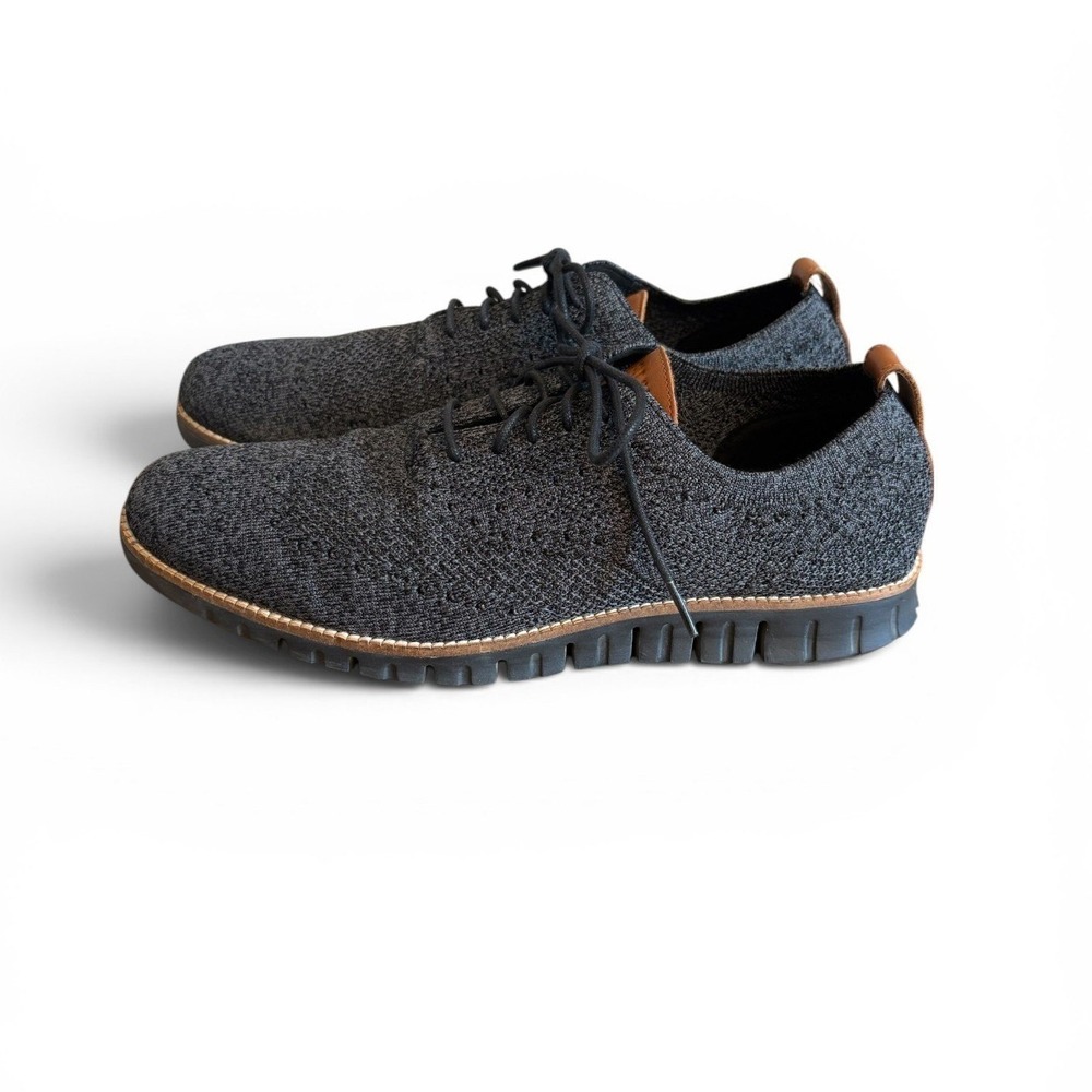 Cole Haan Zerogrand Stitchlite Oxford Mens 11M Gray Knit Wingtip Shoes C27694